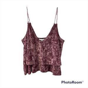 Express mauve crushed velvet mauve strappy tank top size medium
